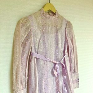 Vintage 70s Purple Floral Long Prairie Dress